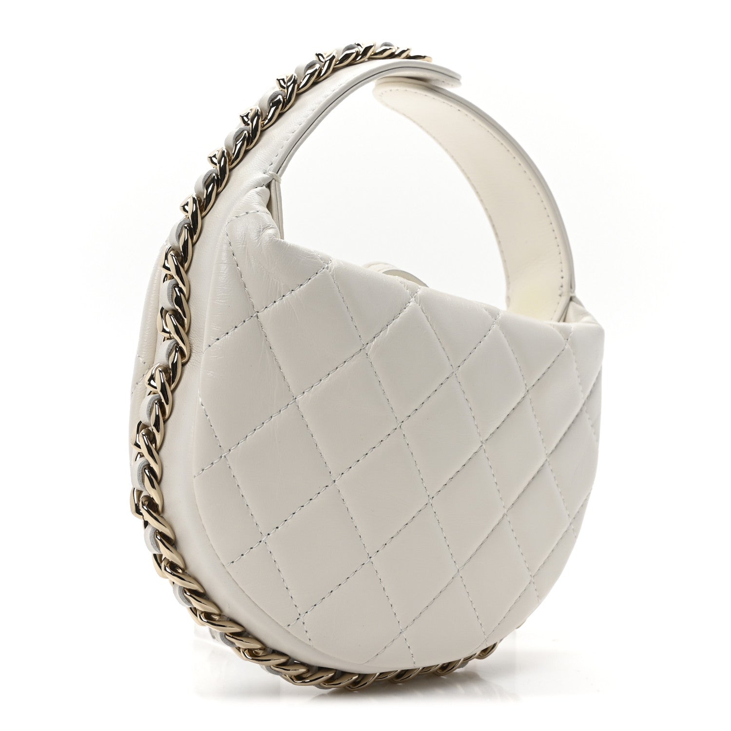 Chanel Lambskin Quilted Chain Around Pouch White 3 of 10