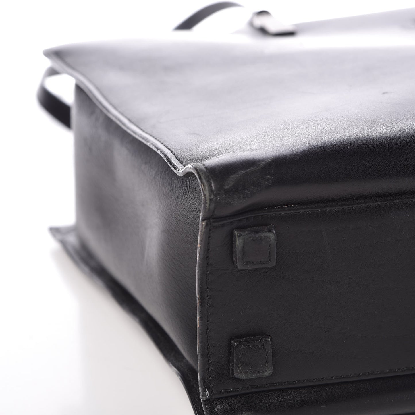 Calfskin Bamboo Top Handle Bag Black