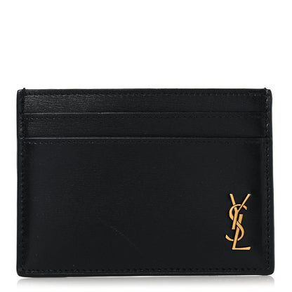 Saint Laurent Calfskin Tiny Cassandre Credit Card Case Black 1 of 9