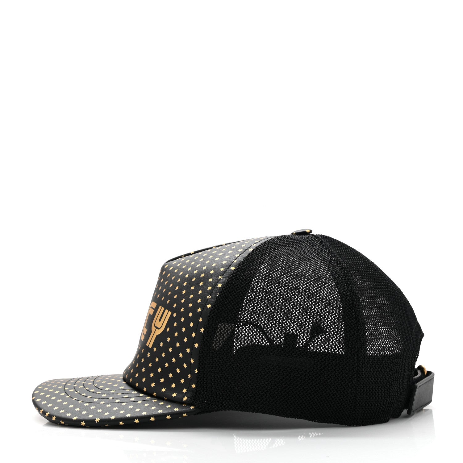 Gucci X SEGA Calfskin GUCCY Stars Baseball Hat M Black Gold 4 of 9