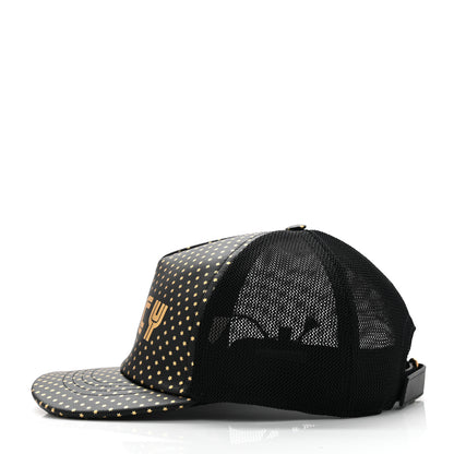 Gucci X SEGA Calfskin GUCCY Stars Baseball Hat M Black Gold 4 of 9