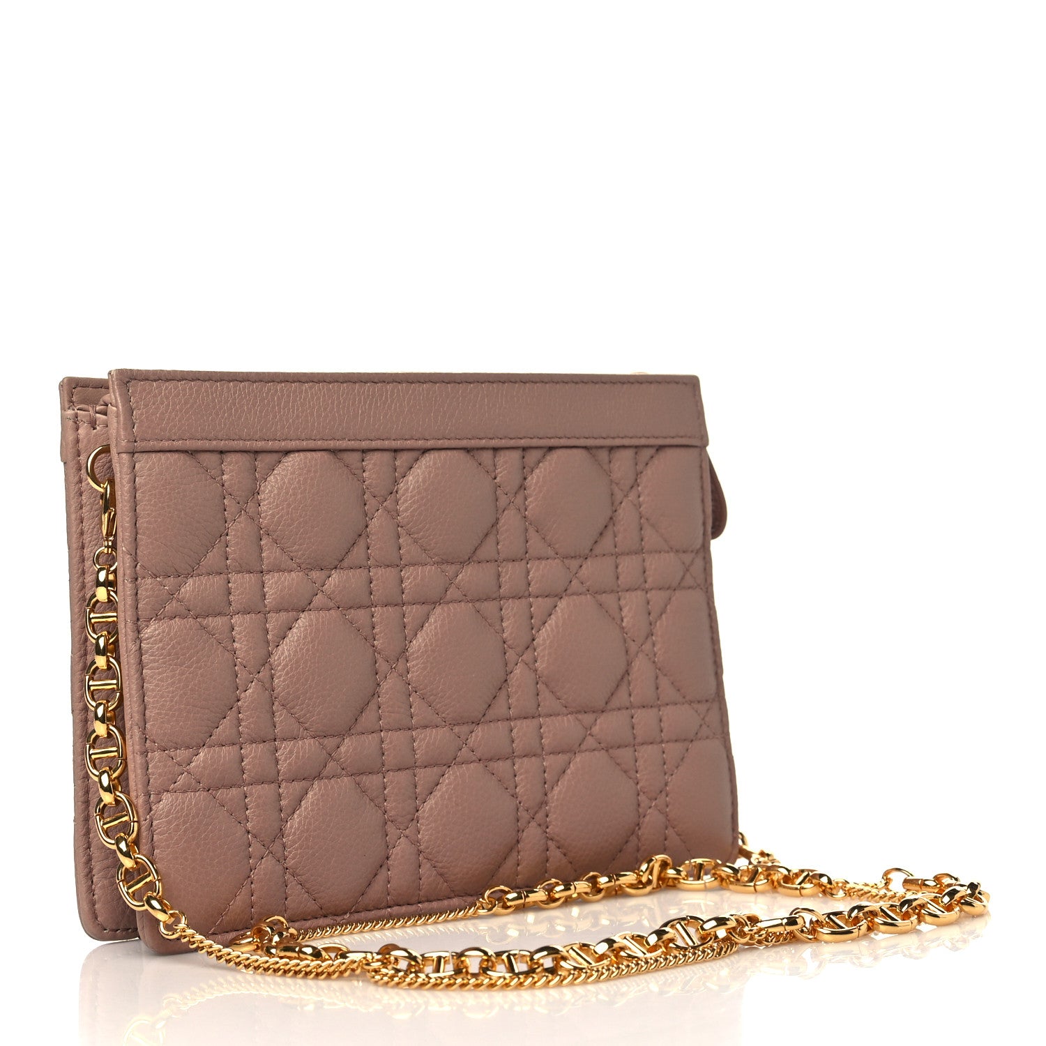 Christian Dior Calfskin Cannage Caro Zipped Pouch With Chain Fard 2 of 8