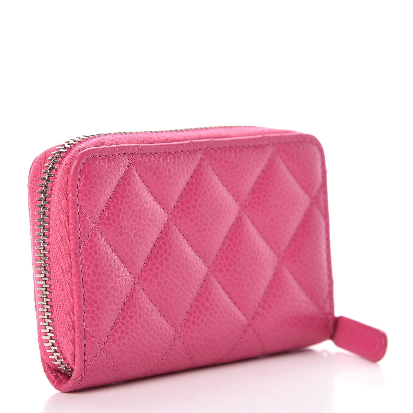 Caviar Quilted Zip Coin Purse Pink