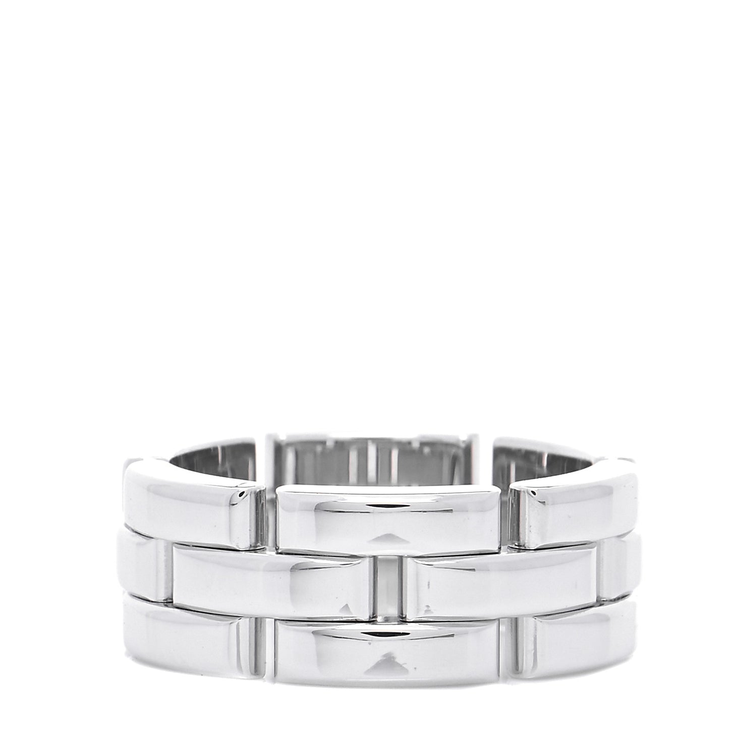 18K White Gold Maillon Panthere 3 Row Ring 54 6.75