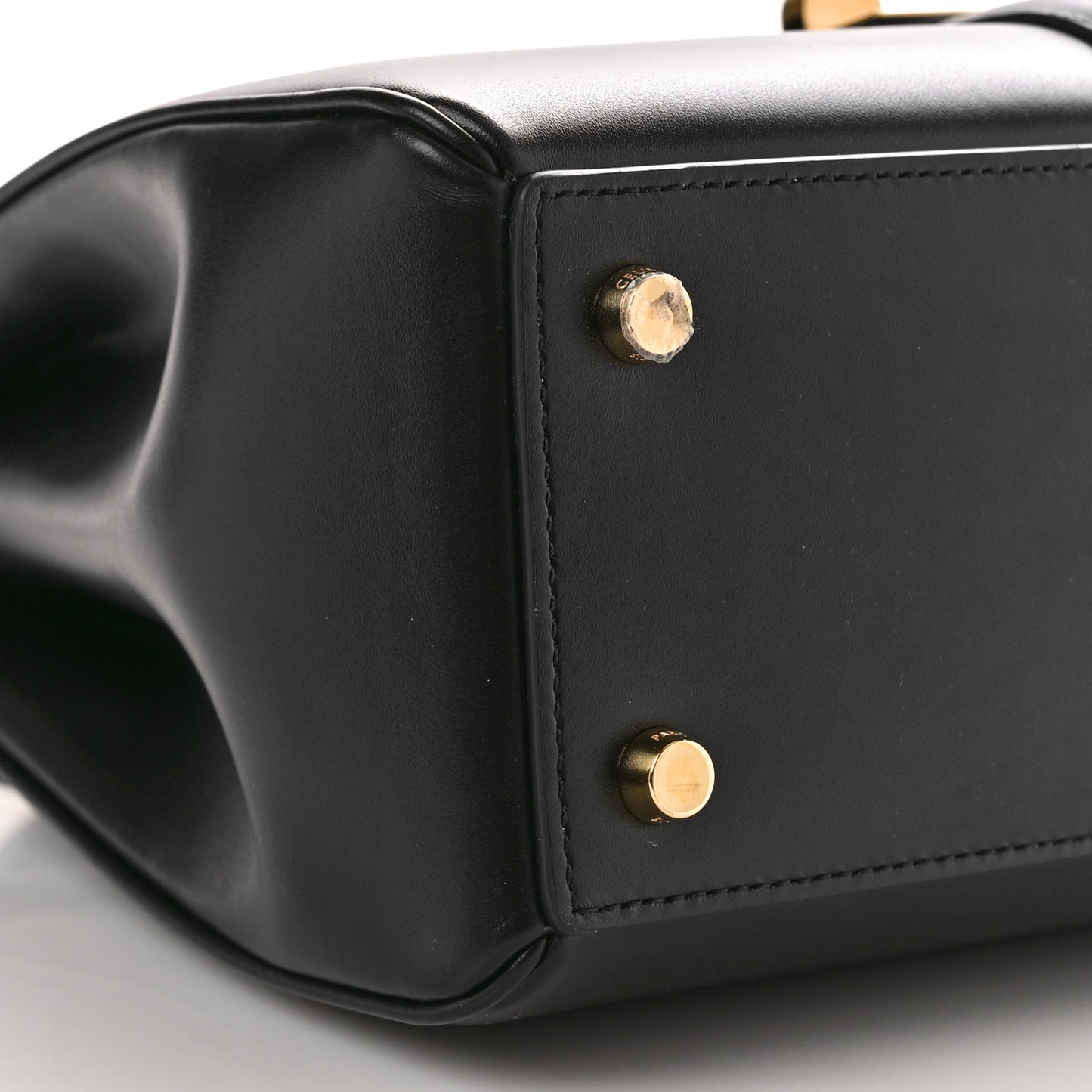 Satinated Calfskin Small 16 Top Handle Bag Black