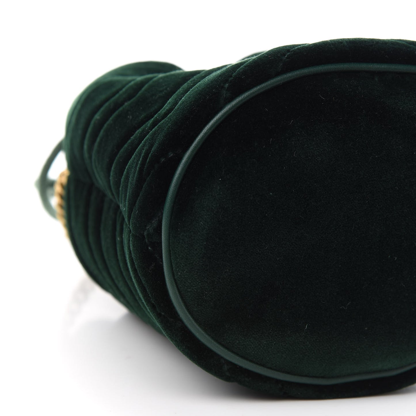 Velvet Matelasse Mini GG Marmont 2.0 Bucket Bag Dark Green