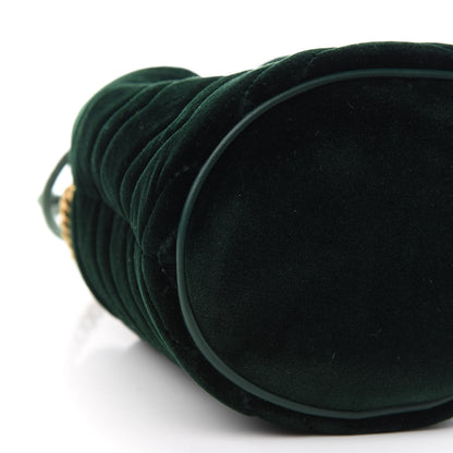 Gucci Velvet Matelasse Mini GG Marmont 2.0 Bucket Bag Dark Green 8 of 9