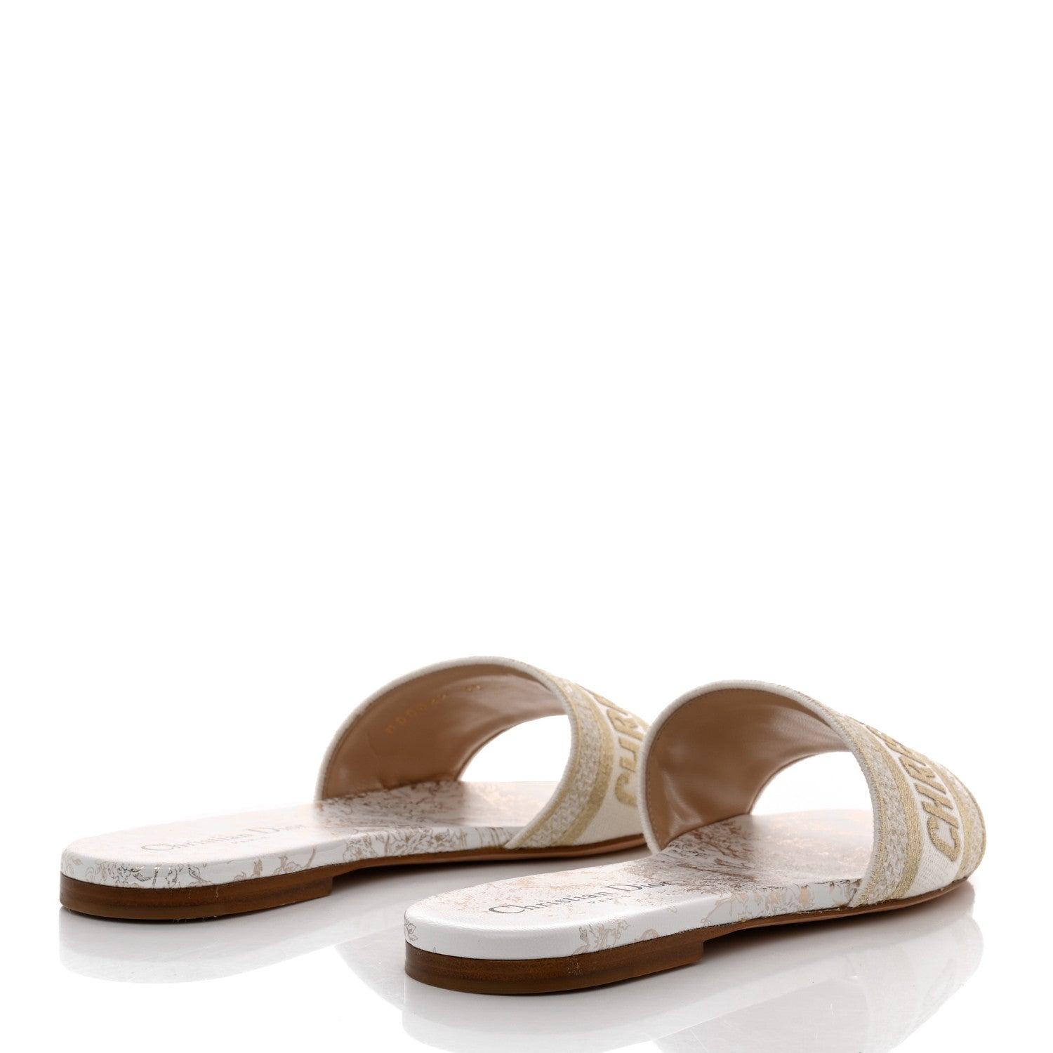 Christian Dior Canvas Lurex Jardin d'Hiver Embroidered Dway Flat Slide Sandals 37 White Palladium 4 of 9