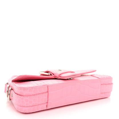 Balenciaga Calfskin Crocodile Embossed Small Lindsay Shoulder Bag Sweet Pink 4 of 12