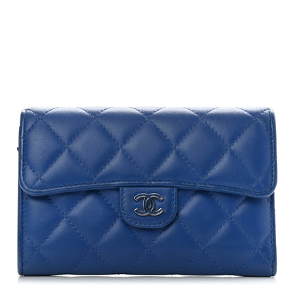 Chanel Lambskin Quilted Medium Flap Wallet Royal Blue 2 of 16