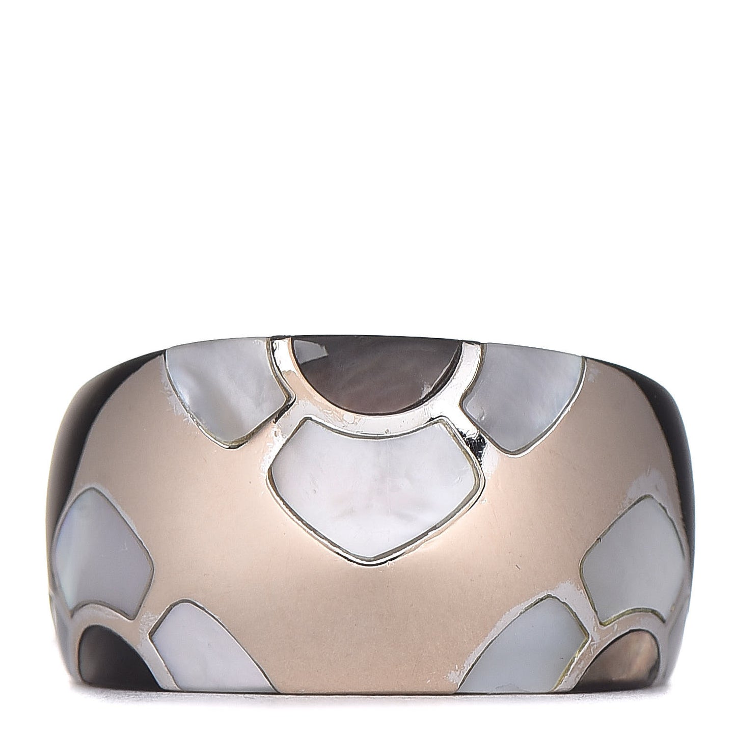 18K White Gold Mother of Pearl Marqueterie Ring 53 6.25