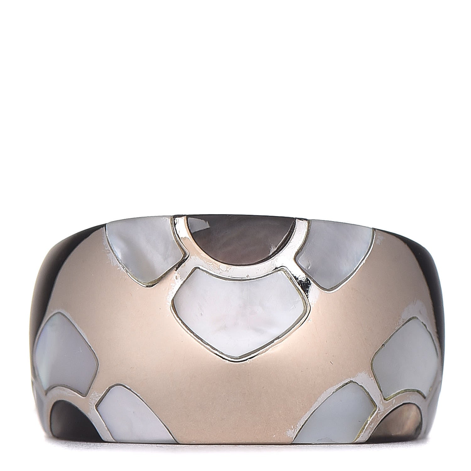 Van Cleef & Arpels 18K White Gold Mother of Pearl Marqueterie Ring 53 6.25 1 of 6