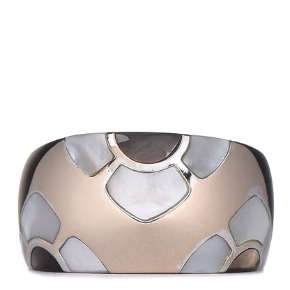 Van Cleef & Arpels 18K White Gold Mother of Pearl Marqueterie Ring 53 6.25 1 of 6