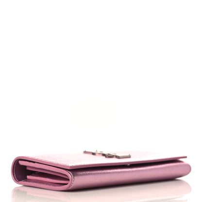 Saint Laurent Metallic Calfskin Classic Monogram Cassandre Wallet New Azalea 4 of 7