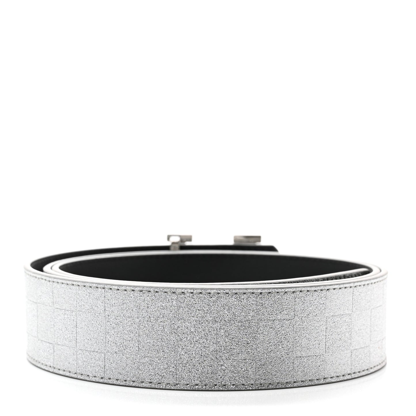 Damier Glitter Calfskin 40mm LV Pyramide Belt 100 44 Silver