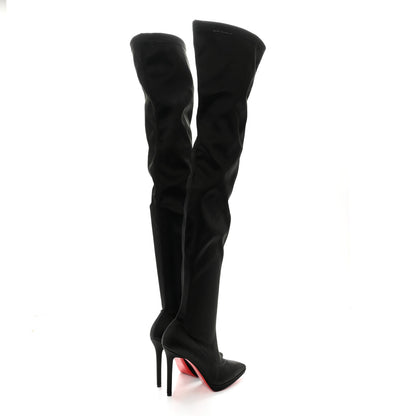 Christian Louboutin Crepe Satin Stretch Montana 120 Over The Knee Boots 38 Black 4 of 10