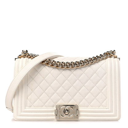 Chanel Caviar Quilted Medium Boy Flap White 1 of 13
