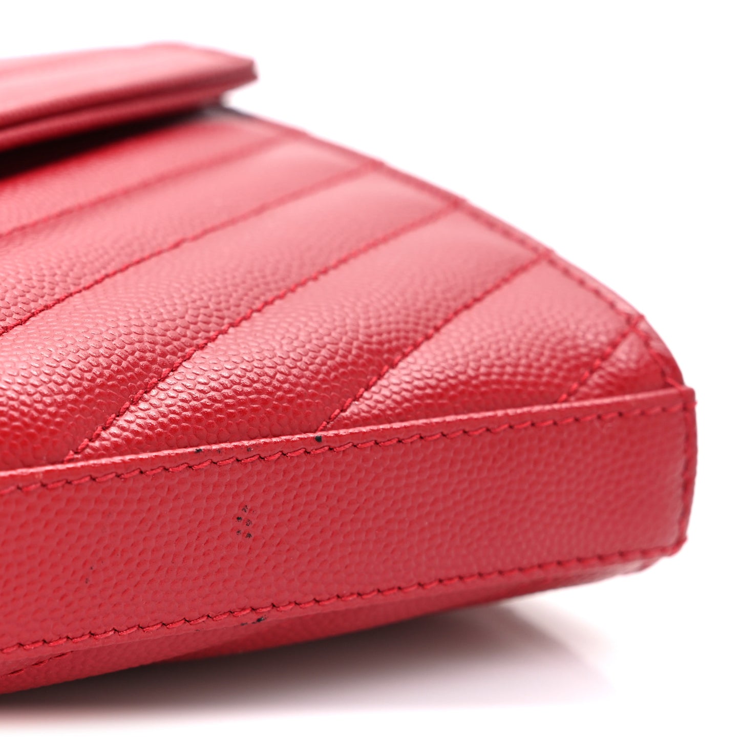 Grain De Poudre Matelasse Chevron Monogram Chain Wallet Red