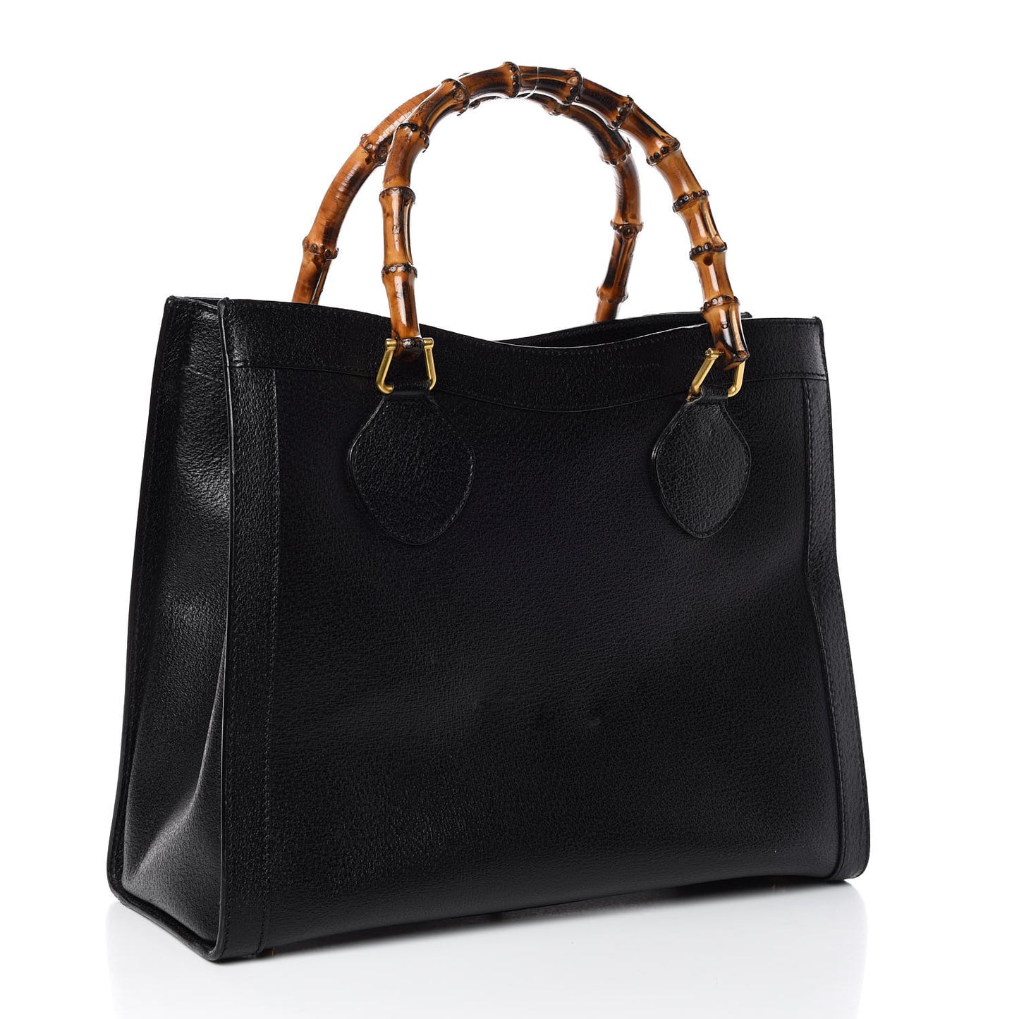 Calfskin Bamboo Top Handle Tote Black