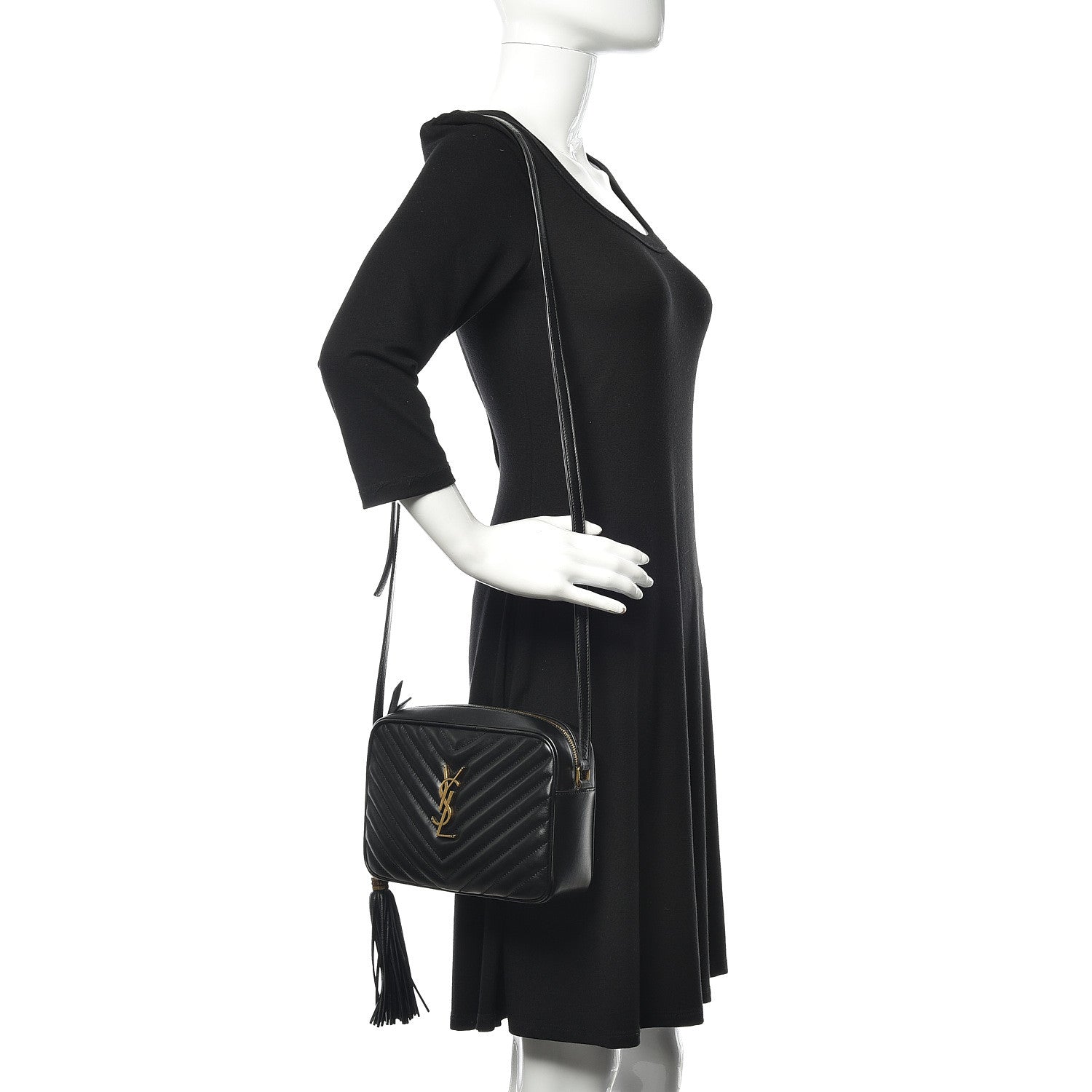 Saint Laurent Calfskin Matelasse Monogram Lou Camera Bag Black 2 of 9