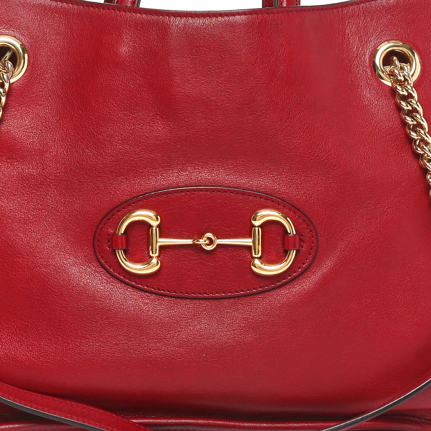 Patent Calfskin Medium Horsebit 1955 Tote Bag New Cherry Red