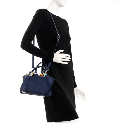 Fendi Vitello Dolce Studded Mini 3Jours Tote Blueberry Multicolor 2 of 8