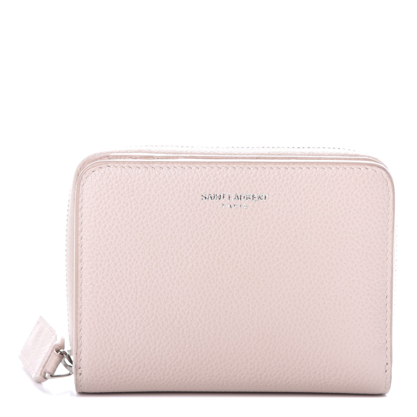 Grained Calfskin Rive Gauche Compact Zip Around Wallet Pink