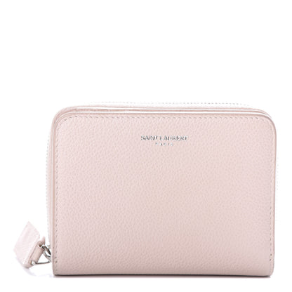 Saint Laurent Grained Calfskin Rive Gauche Compact Zip Around Wallet Pink 1 of 6