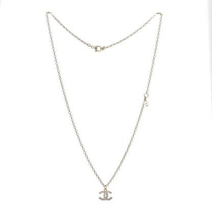 Chanel Pearl Crystal CC Pendant Necklace Gold 3 of 6
