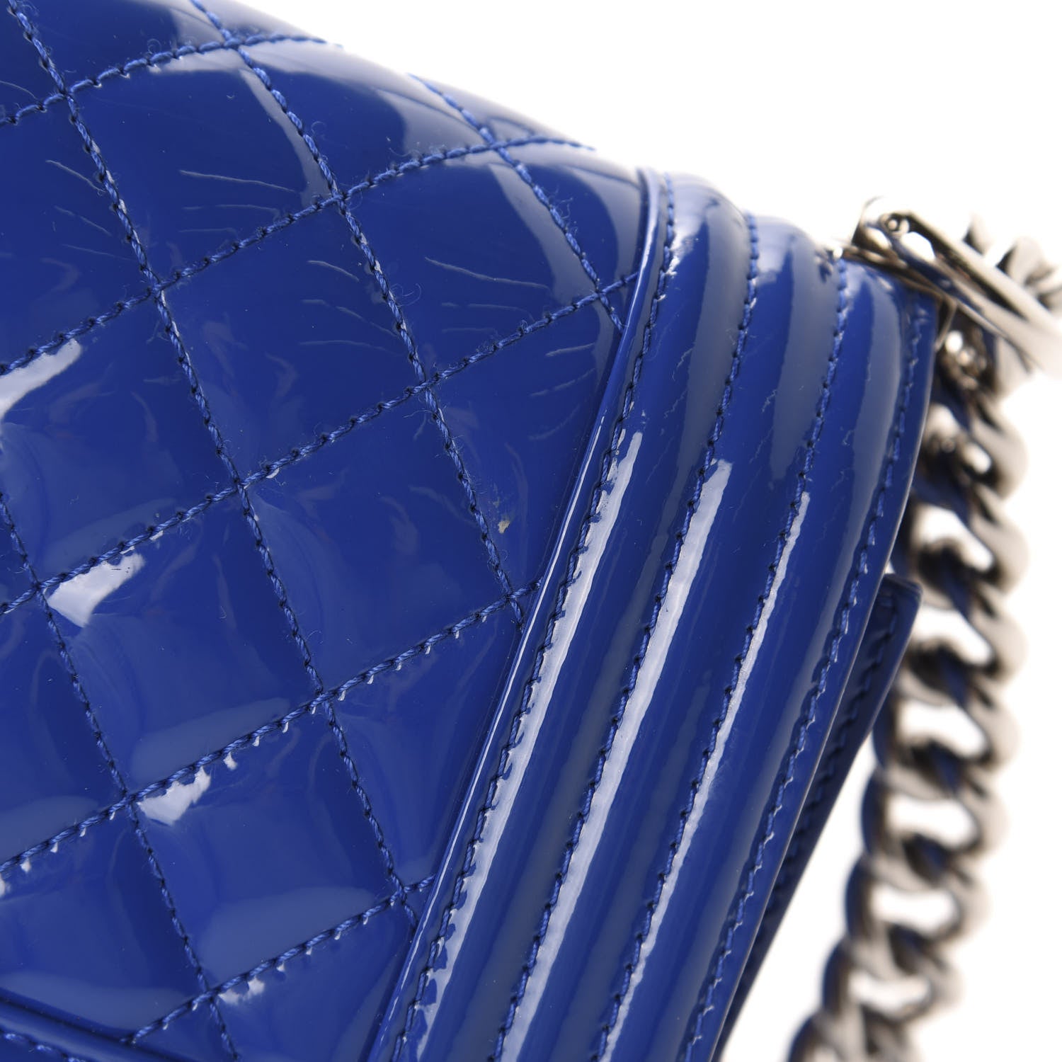 Chanel Patent Calfskin Quilted Small Plexiglass Boy Flap Blue 11 of 14