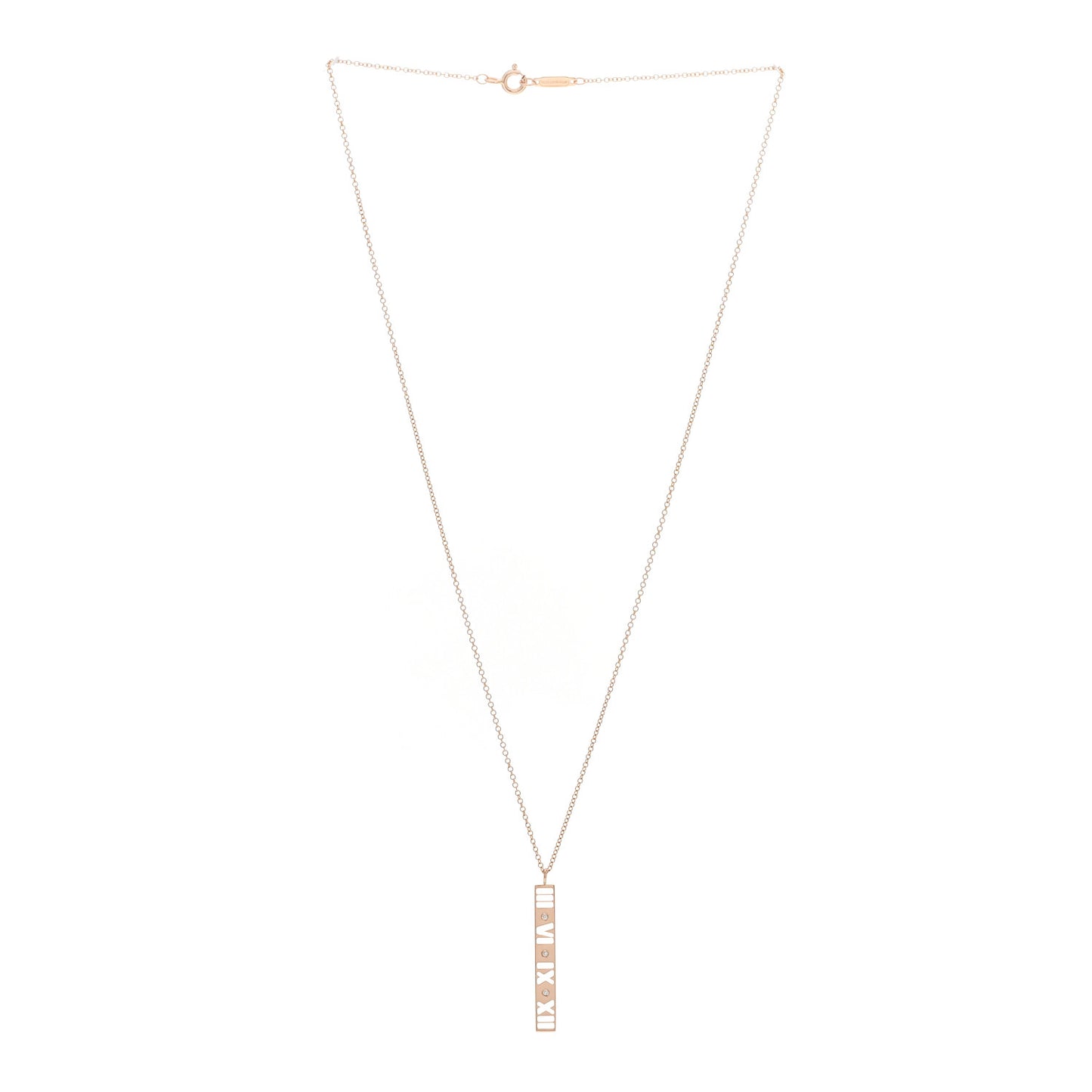 18K Rose Gold Diamond Atlas Bar Pendant Necklace