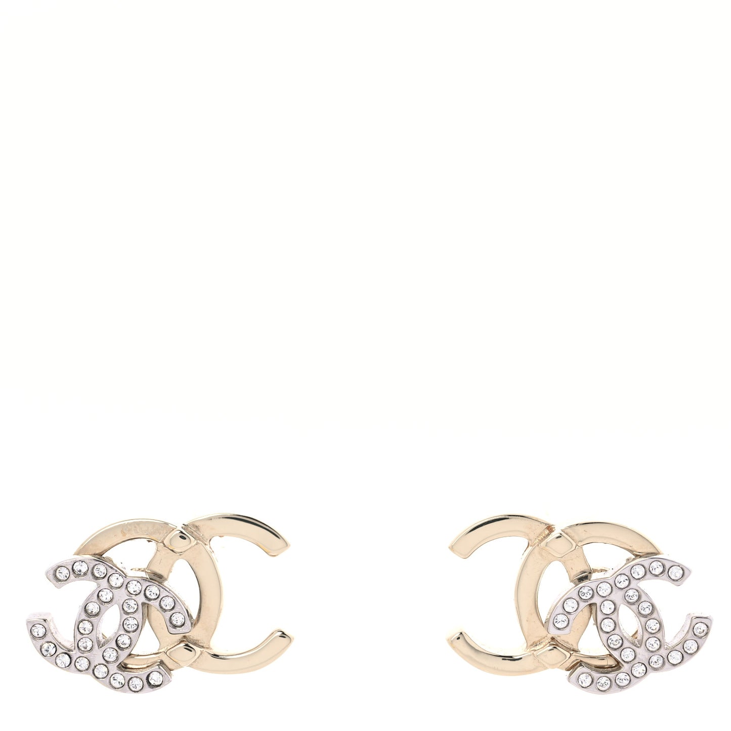 Crystal Double CC Earrings Gold Silver