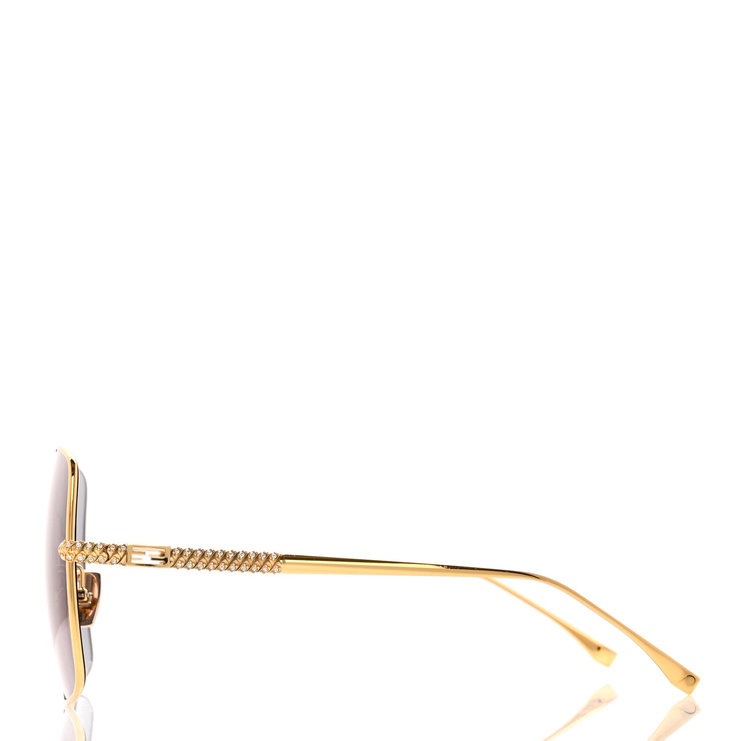Fendi Metal Crystal Square Sunglasses FF 0439/S Gold 3 of 7
