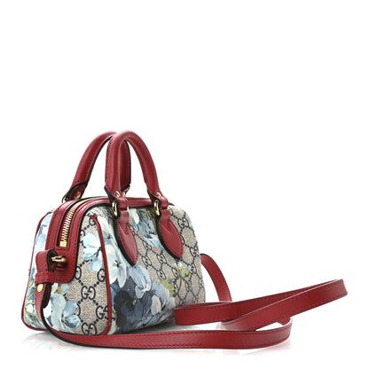 Gucci GG Supreme Monogram Blooms Mini Boston Navy Blue Hibiscus 3 of 12