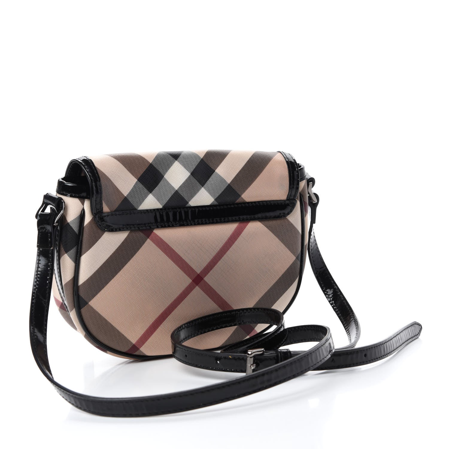 Burberry Patent Nova Check Crossbody Bag Black 3 of 14