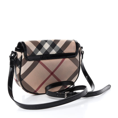 Burberry Patent Nova Check Crossbody Bag Black 3 of 14