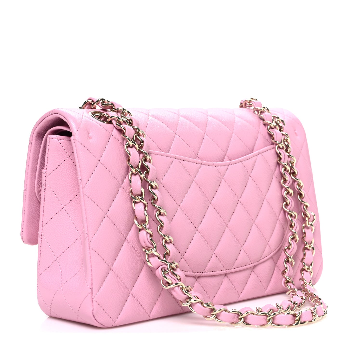 Caviar Quilted Medium Double Flap Light Pink