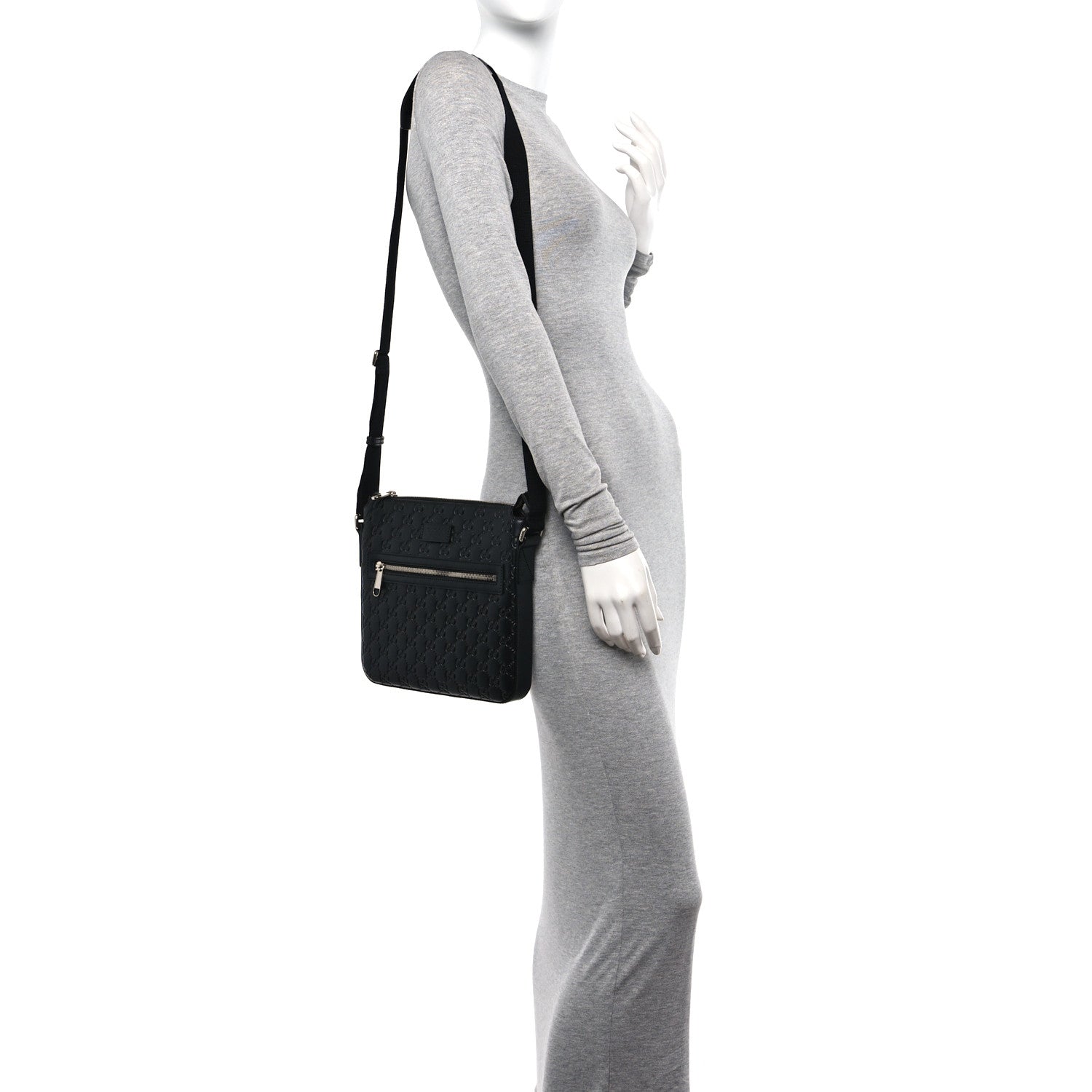 Gucci Guccissima Signature Small Messenger Bag Black 2 of 10