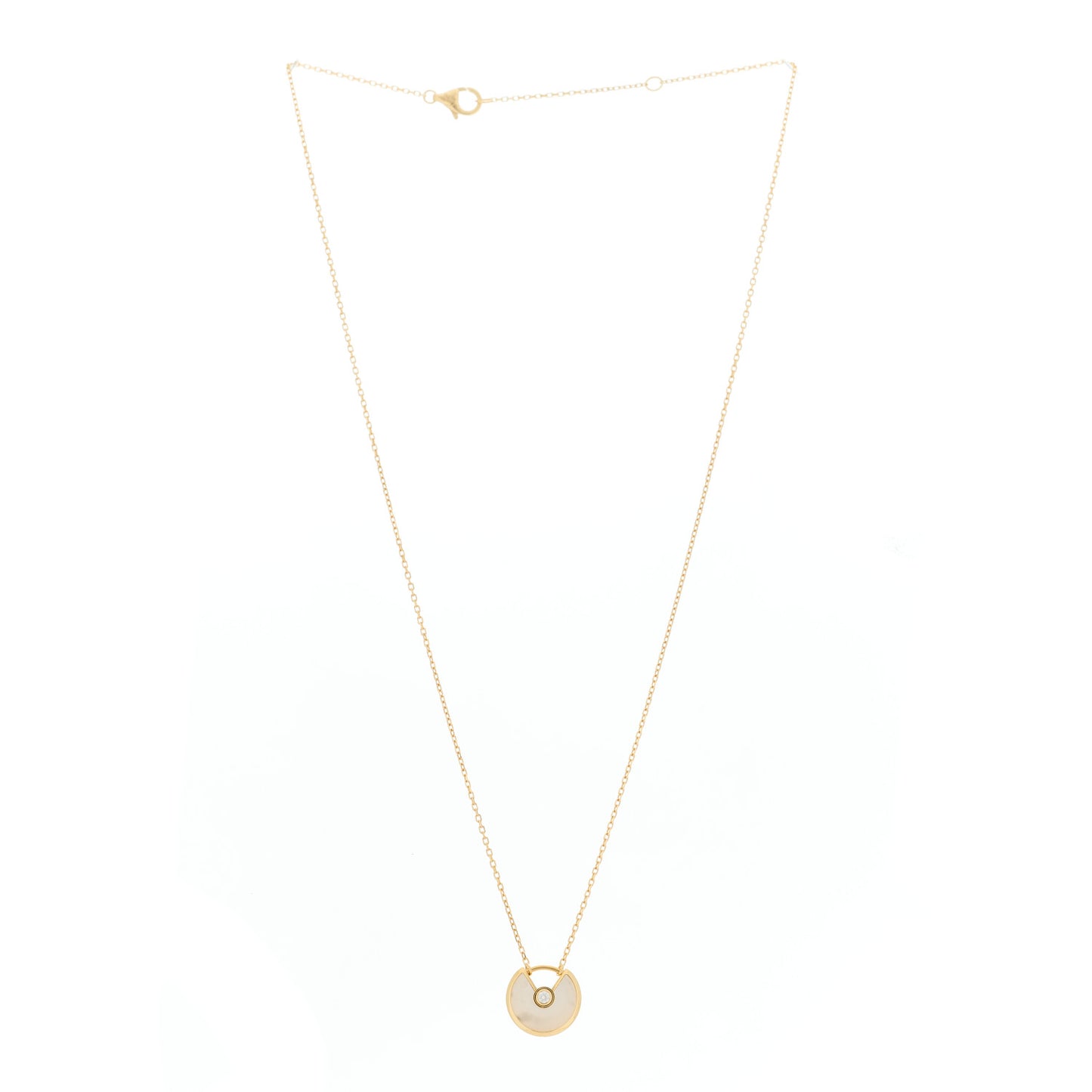 18K Yellow Gold Diamond Mother of Pearl XS Amulette de Cartier Pendant Necklace