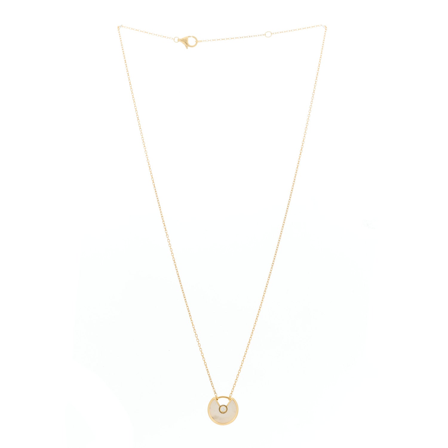 Cartier 18K Yellow Gold Diamond Mother of Pearl XS Amulette de Cartier Pendant Necklace 3 of 5
