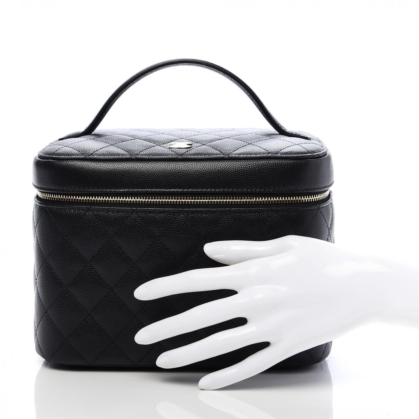 Caviar Quilted Large Vanity Pouch Black
