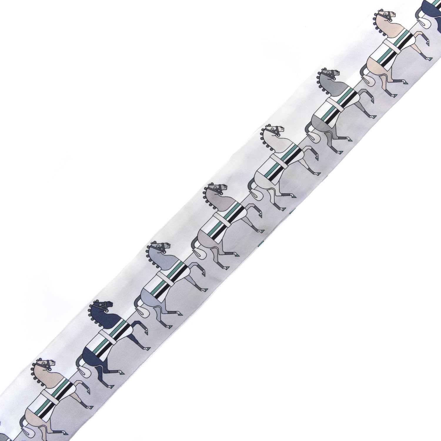 Hermes Silk Rocabar Twilly White Gris Perle Menthe 3 of 4