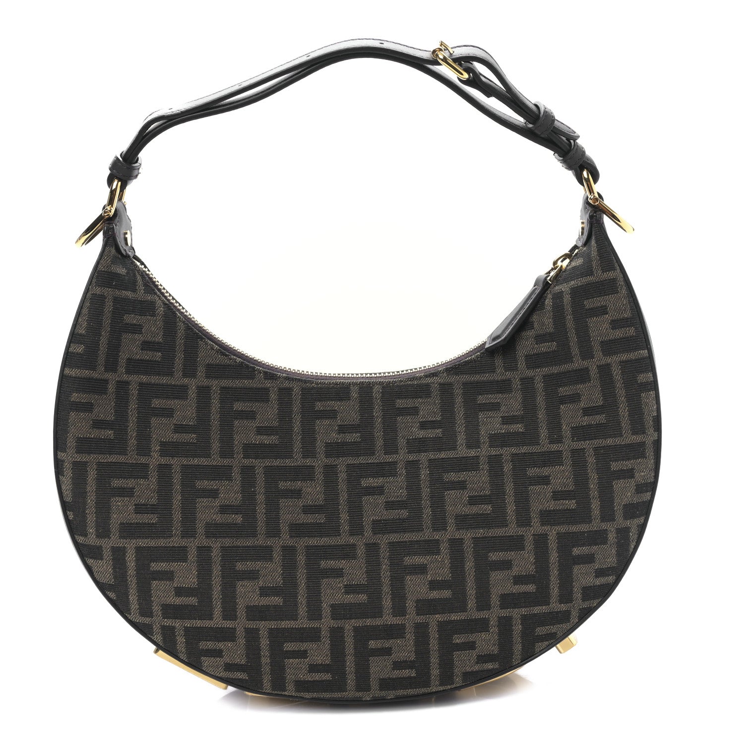 Fendi Fabric Jacquard Vitello Grace FF 1974 Small Fendigraphy Hobo Bag Tobacco Moro Ebano 1 of 9