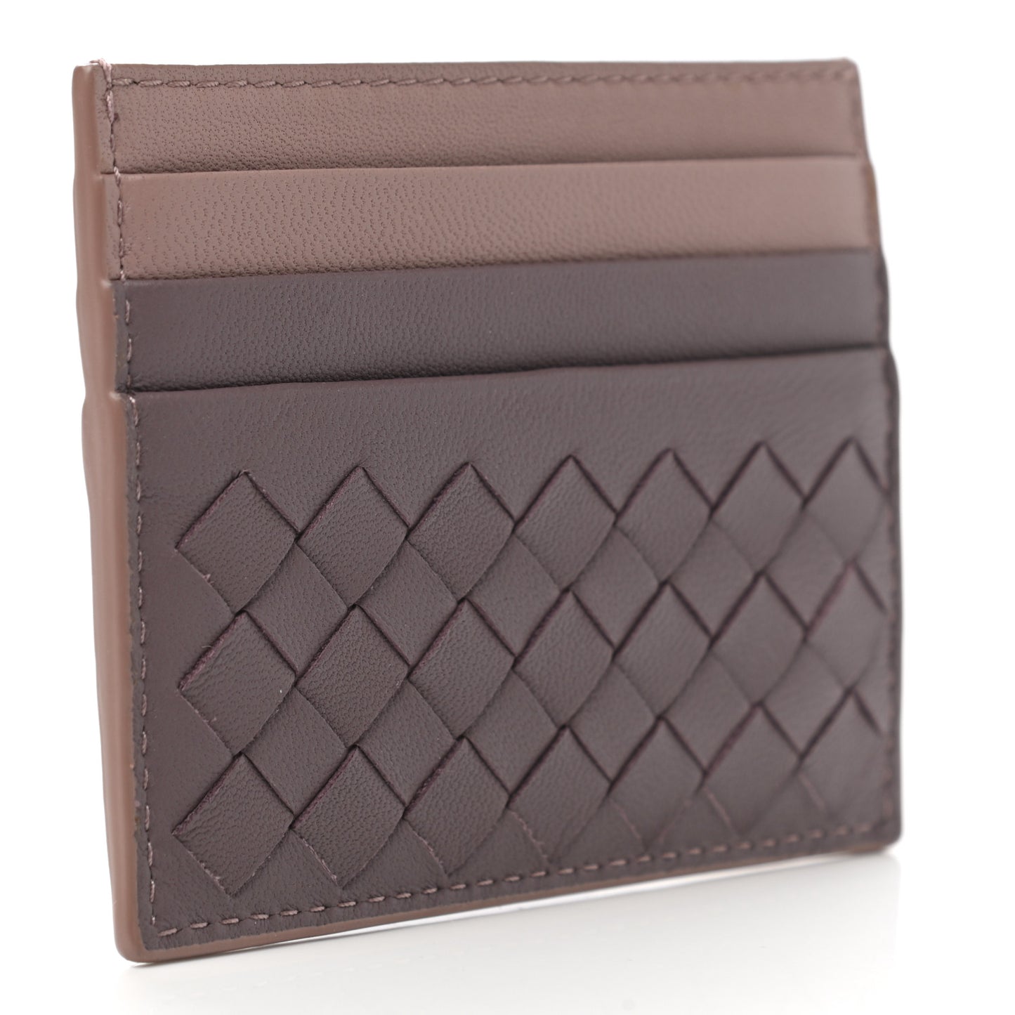 Nappa Intrecciato Card Holder Brown