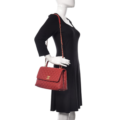 Chanel Caviar Quilted Small Coco Handle Flap Red 2 of 10