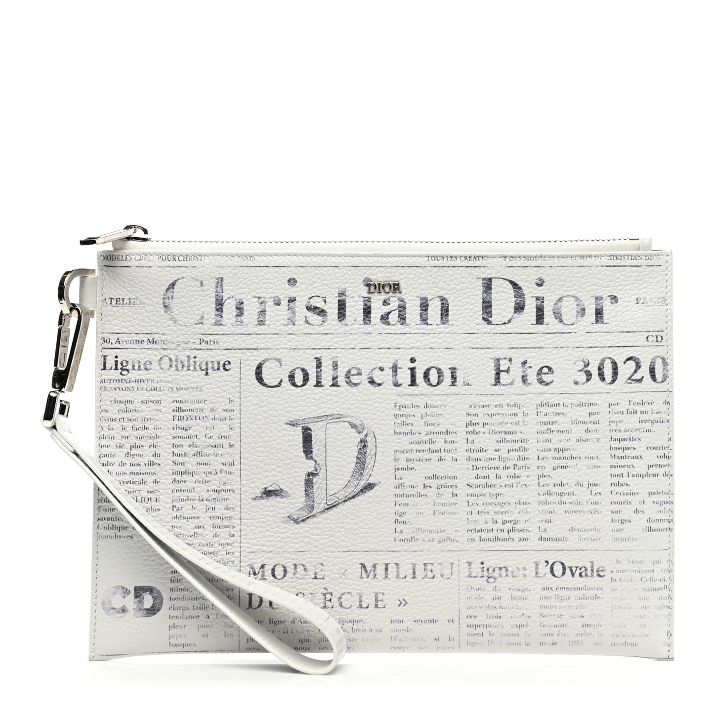 X DANIEL ARSHAM Grained Calfskin Newspaper Wristlet White