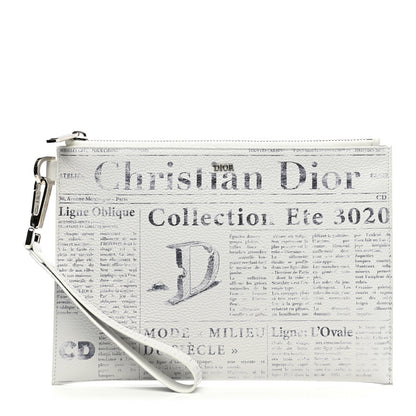 Christian Dior X DANIEL ARSHAM Grained Calfskin Newspaper Wristlet White 1 of 12