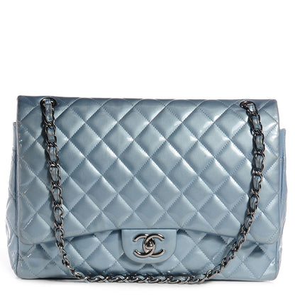 Chanel Patent Maxi Double Flap Light Blue 1 of 9