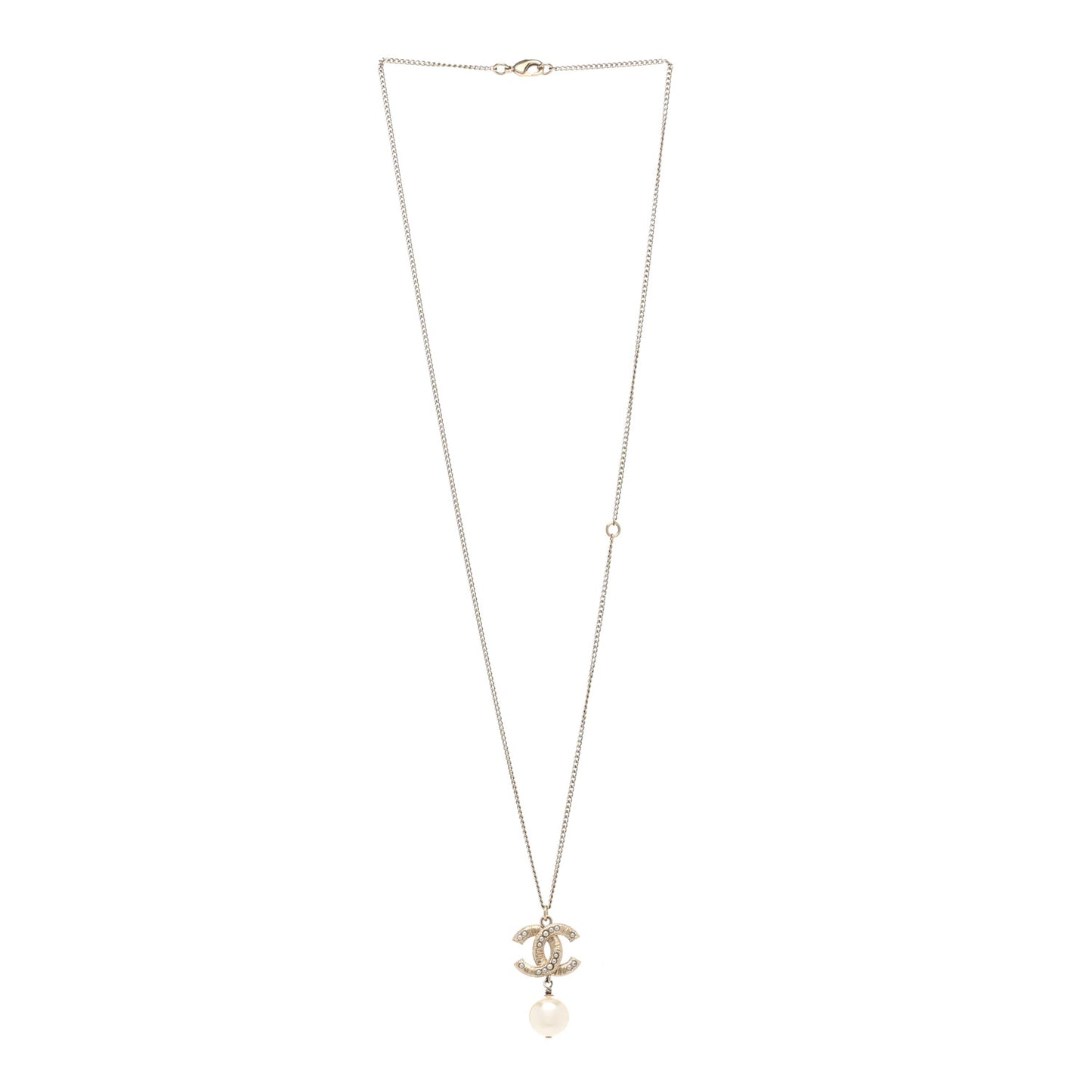 Pearl CC Pendant Necklace Gold
