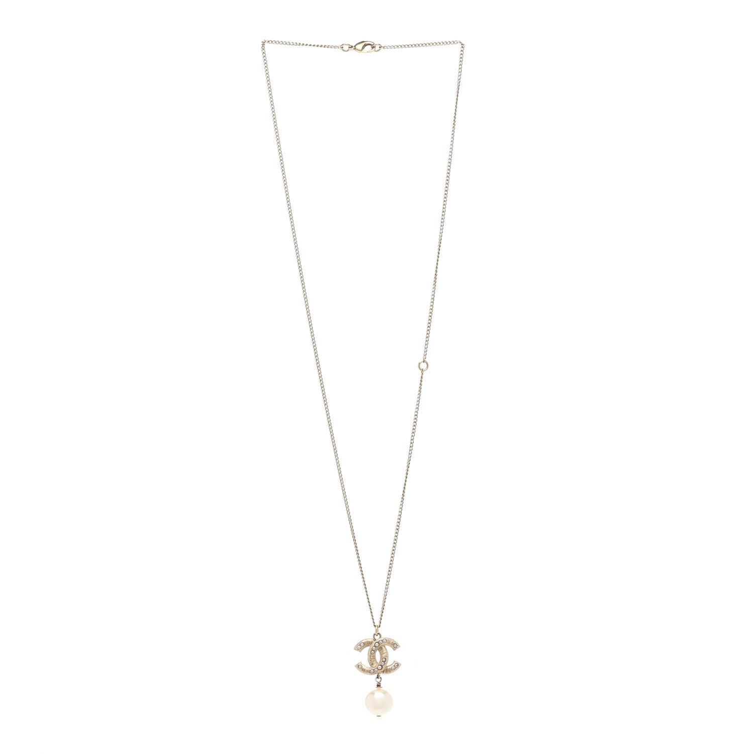 Chanel Pearl CC Pendant Necklace Gold 3 of 6